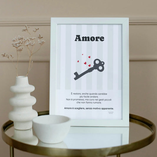 Poster Amore con cornice in legno | Dizionario poetico