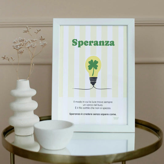 Poster Speranza con cornice in legno | Dizionario poetico