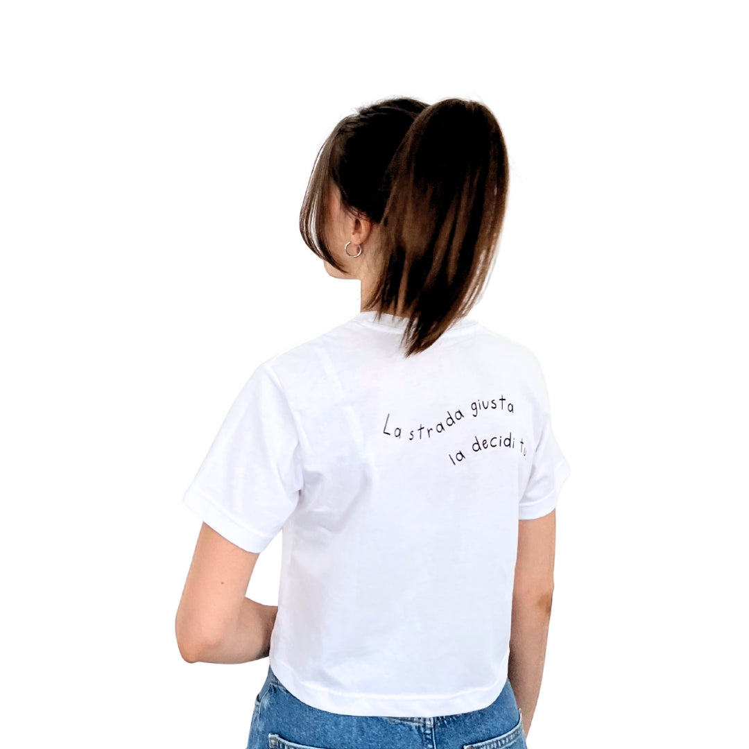 T-Shirt Crop Controcorrente | bianco