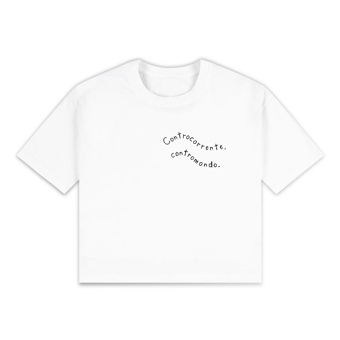 T-Shirt Crop Controcorrente | bianco