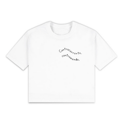 T-Shirt Crop Controcorrente | bianco