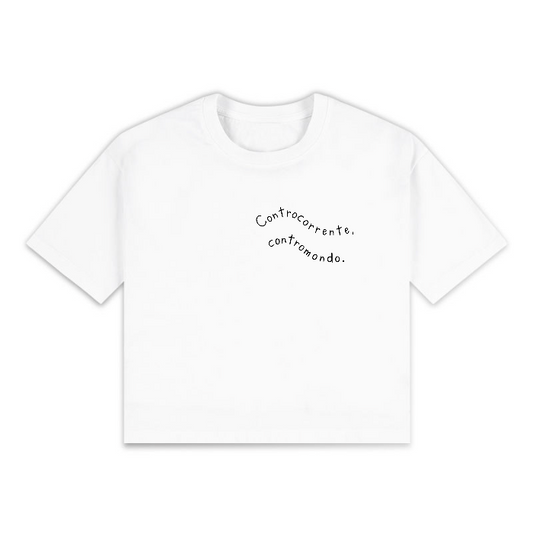 T-Shirt Crop Controcorrente | bianco